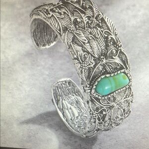 Intricate Silver and Turquoise Bracelet